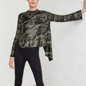 BCBG Sequin Camo Sequin Top